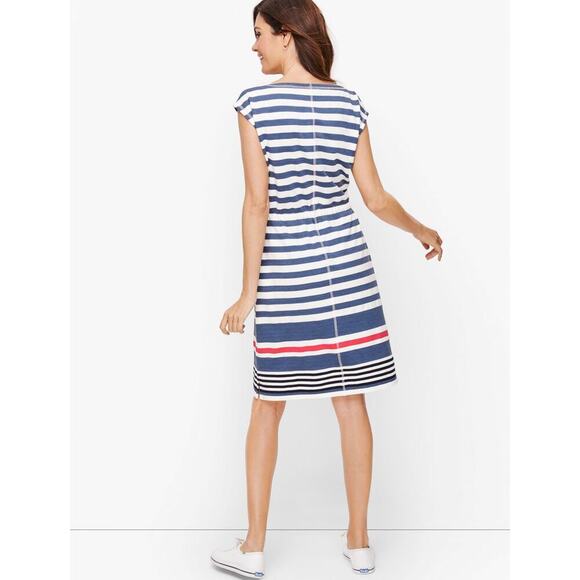 Talbots Striped Cotton Blend Pockets Adjustable Waist Women's Size P - Picture 2 of 8